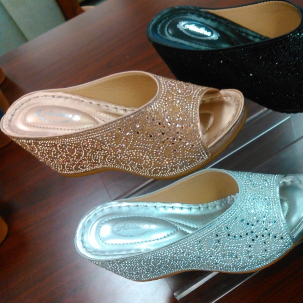 Italina Champagne Rhinestone Platform Wedge Sandal - Picture 5 of 9